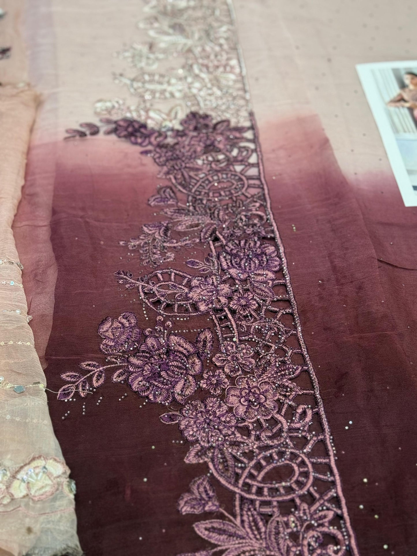 Maria B - Ash Pink Chiffon Saree