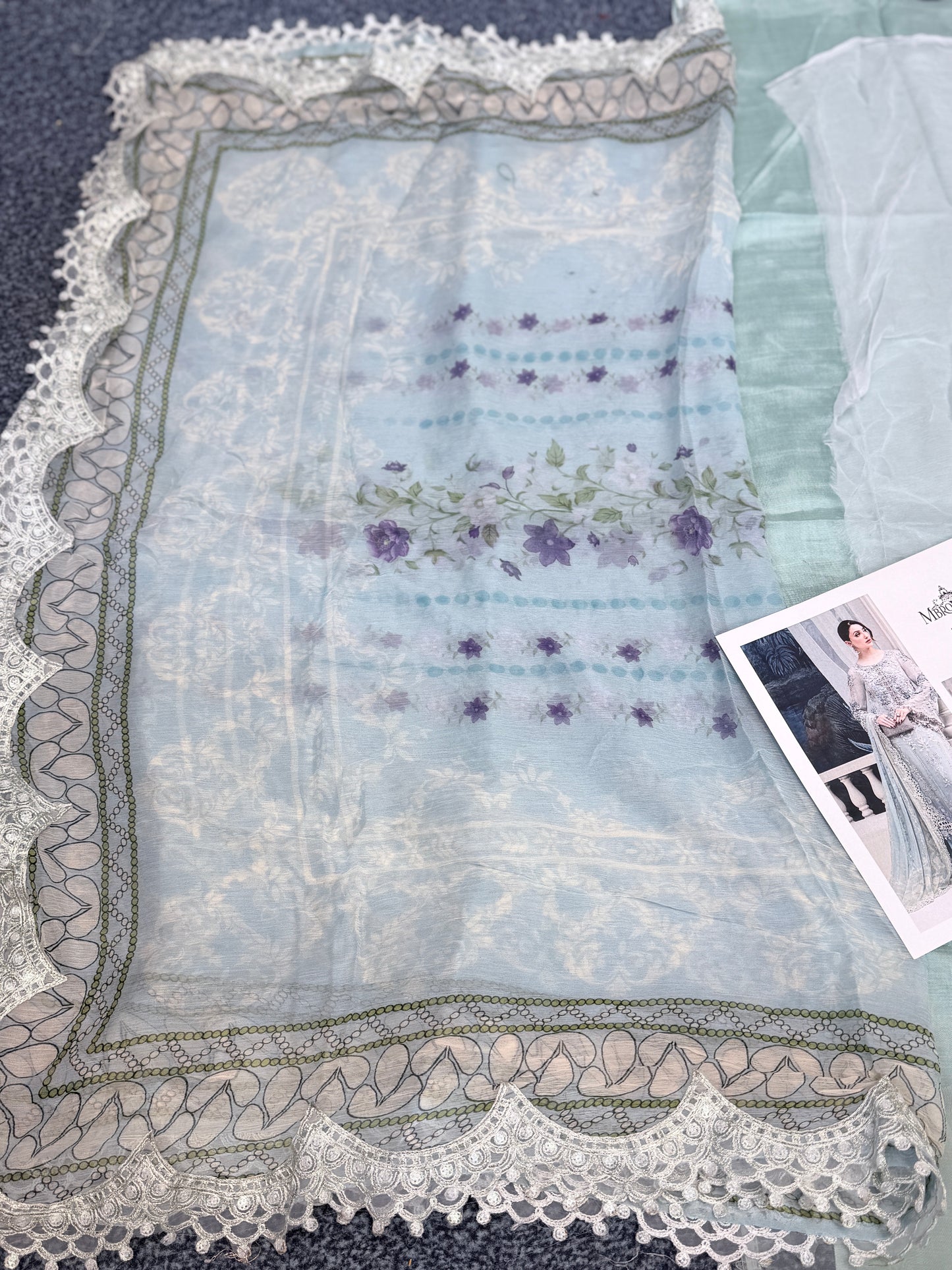 Maria B - Embroidered Aqua Chiffon 108