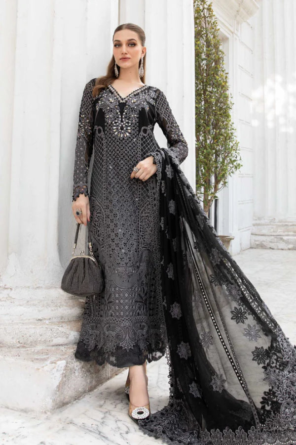 Maria B - Embroidered Black Chiffon Suit Girls Fashions Maria B - Embroidered Black Chiffon Suit Girls Fashions