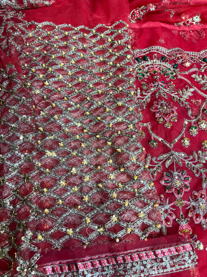 Maria B - Red Couture Saree