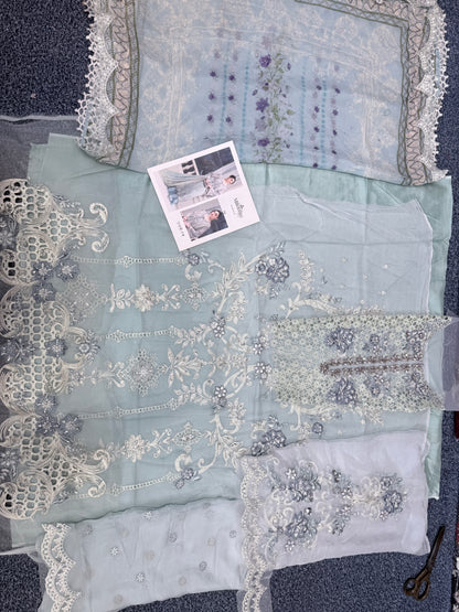 Maria B - Embroidered Aqua Chiffon 108