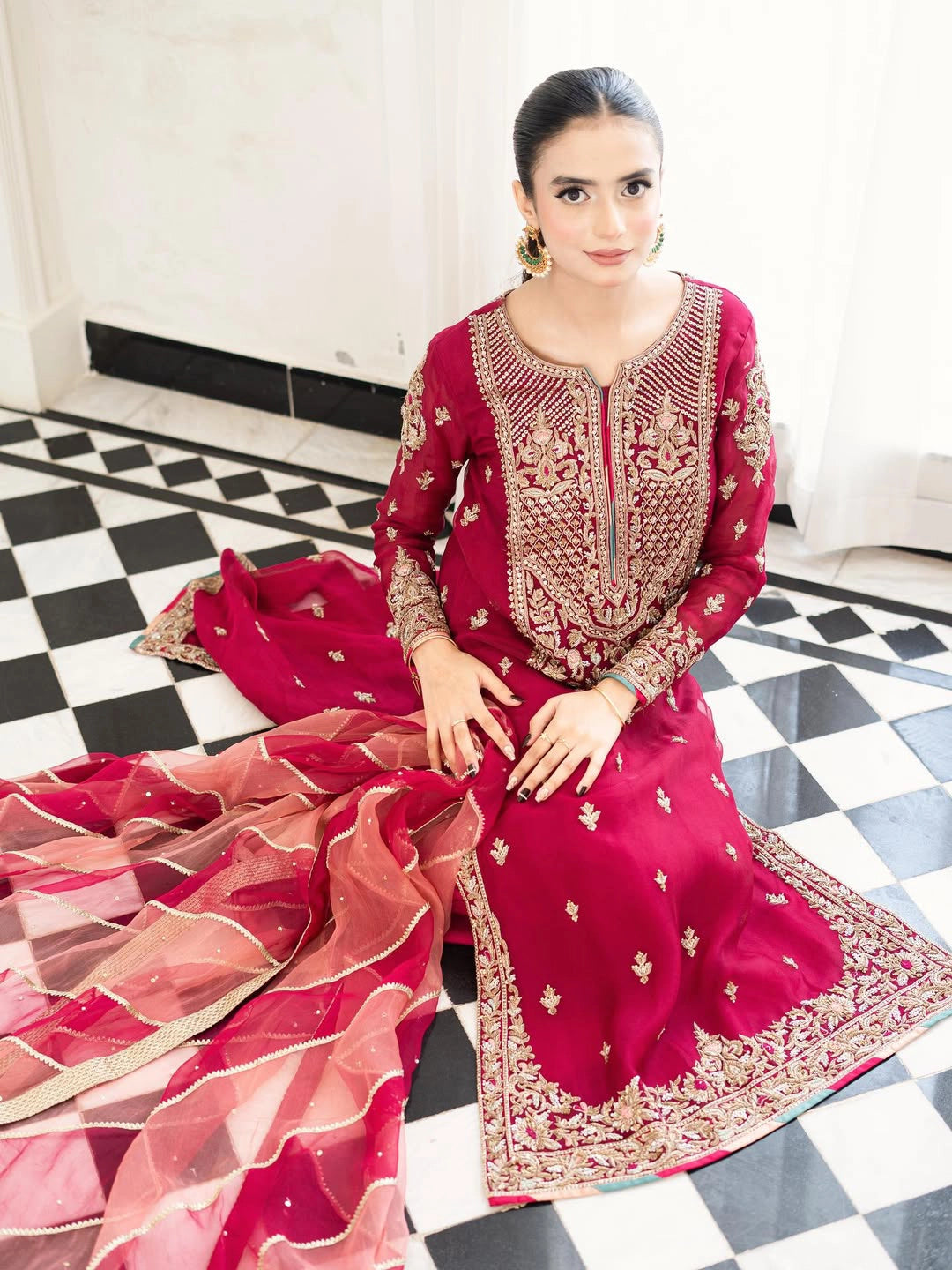 Waqar Asghar - Hot Pink Tassel Silk WA 03