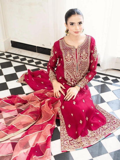 Waqar Asghar - Hot Pink Tassel Silk WA 03