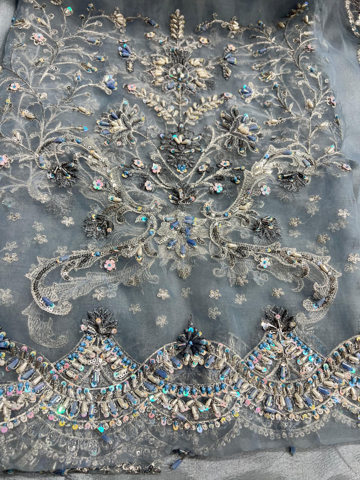 Maria B - Couture Ice Blue Saree