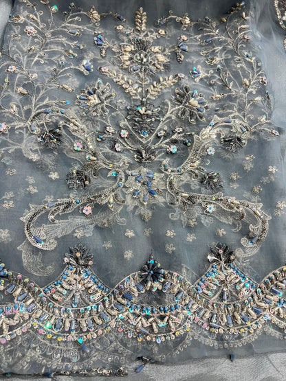 Maria B - Couture Ice Blue Saree