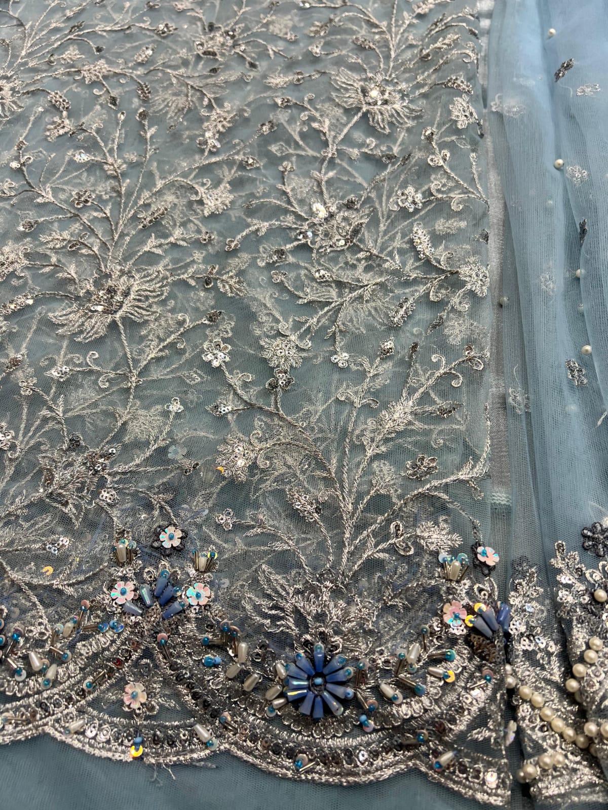 Maria B - Couture Ice Blue Saree