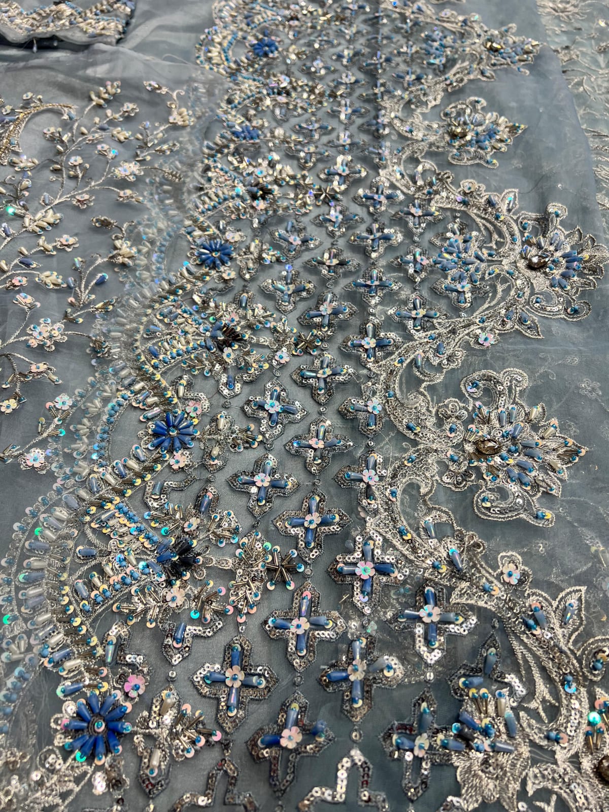 Maria B - Couture Ice Blue Saree