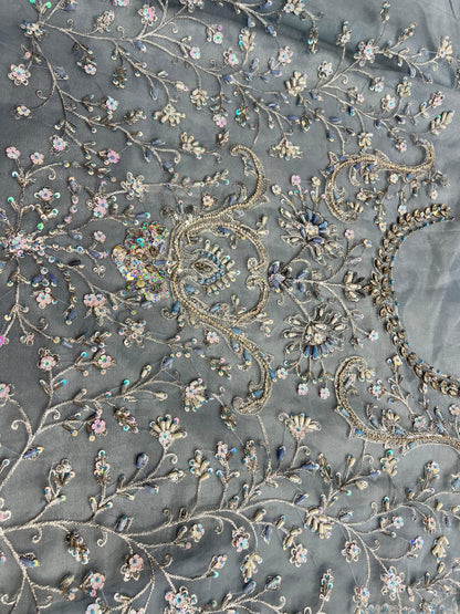 Maria B - Couture Ice Blue Saree