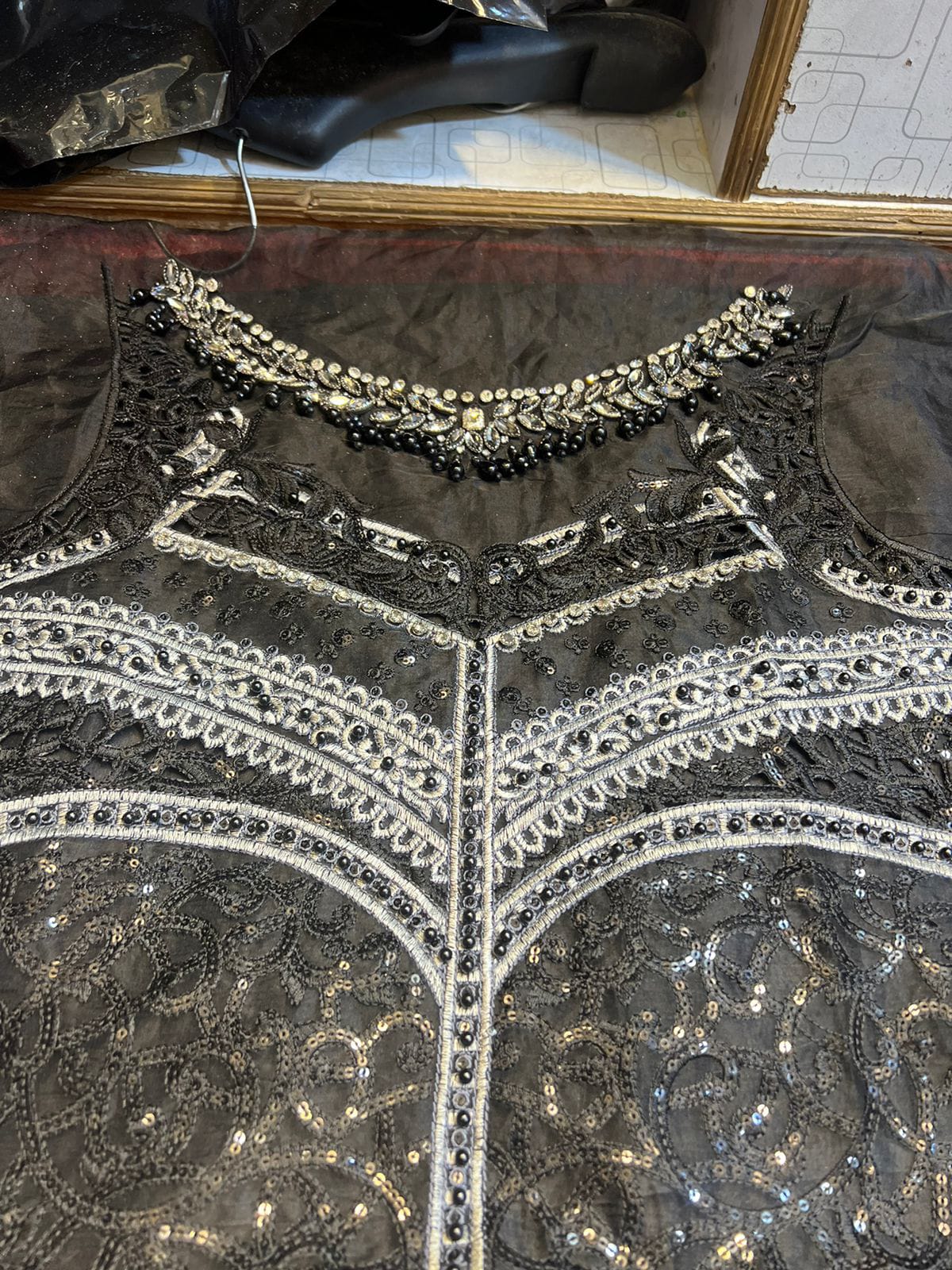 Maria B - Black & Grey Saree