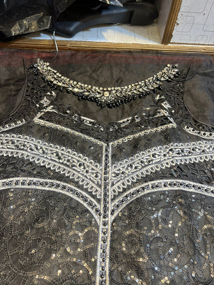 Maria B - Black & Grey Saree