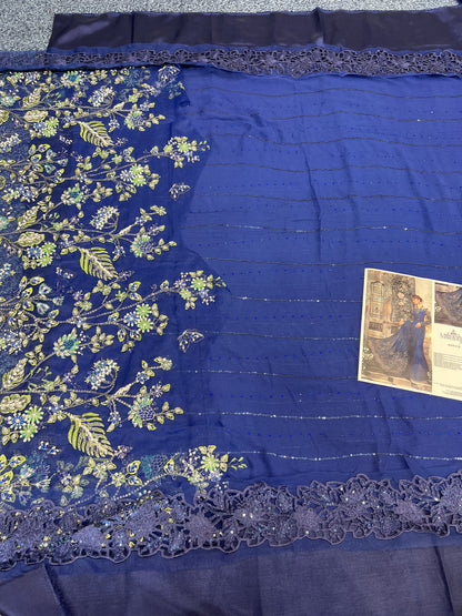 Maria B - Saree Cobalt Blue