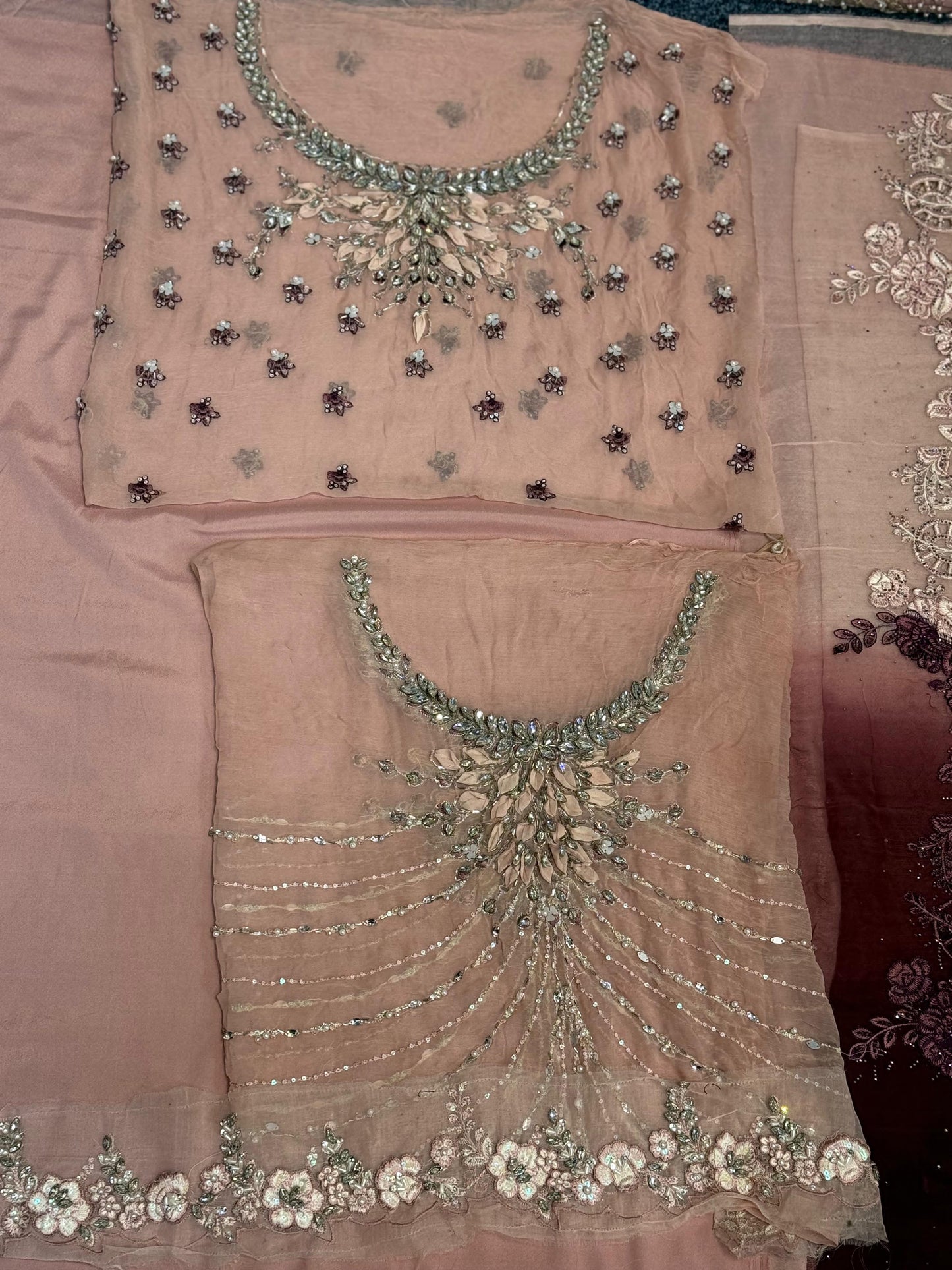 Maria B - Ash Pink Chiffon Saree