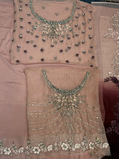 Maria B - Ash Pink Chiffon Saree