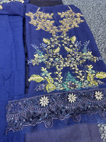 Maria B - Saree Cobalt Blue