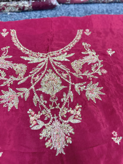 Waqar Asghar - Hot Pink Tassel Silk WA 03