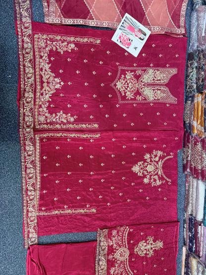 Waqar Asghar - Hot Pink Tassel Silk WA 03